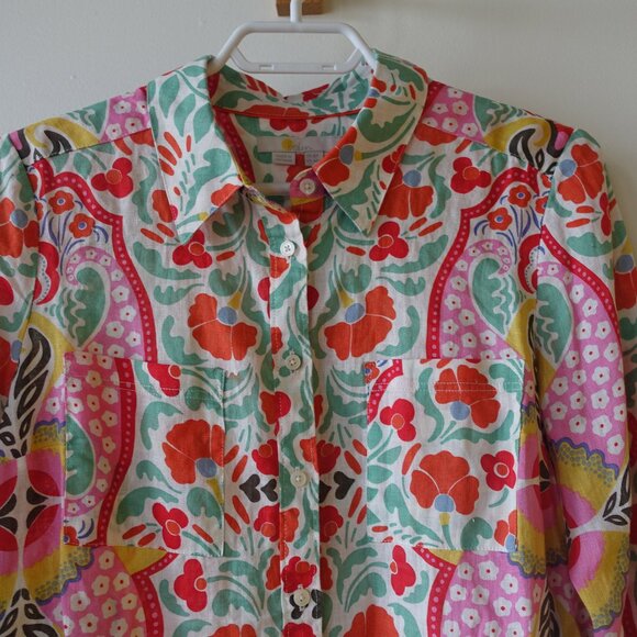 Boden linen floral shirt 4P 4 petite - Picture 8 of 16